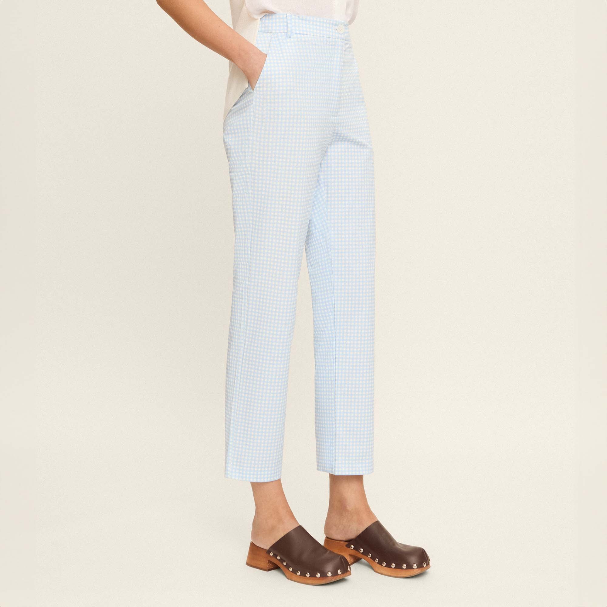 Straight gingham trousers