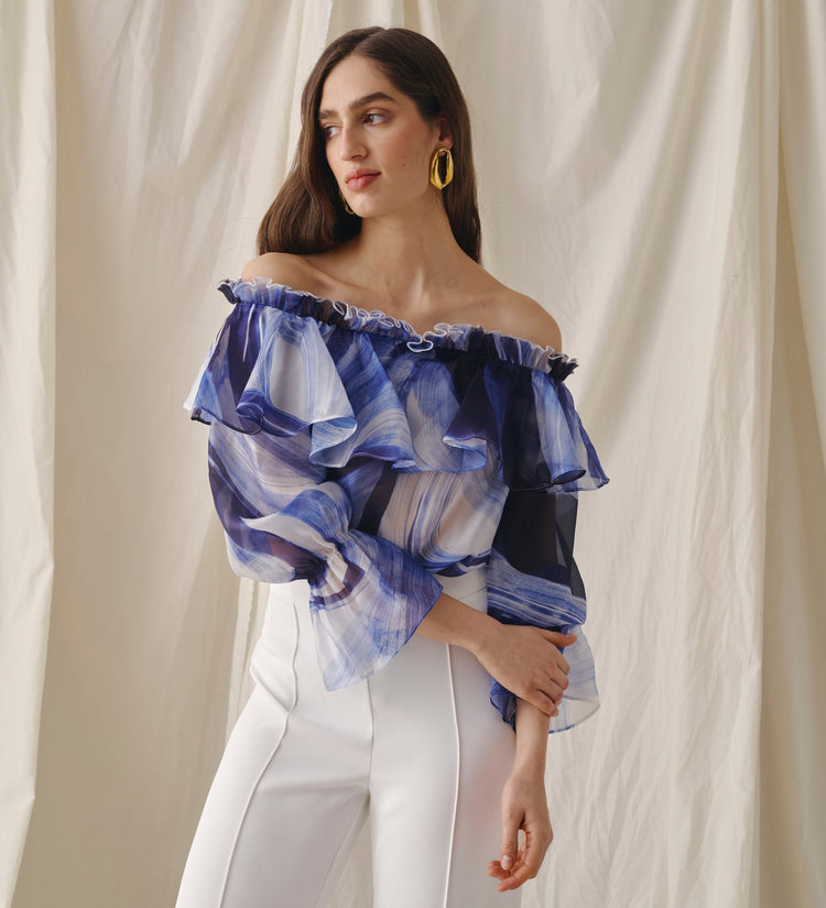 Blouse en organza imprimé