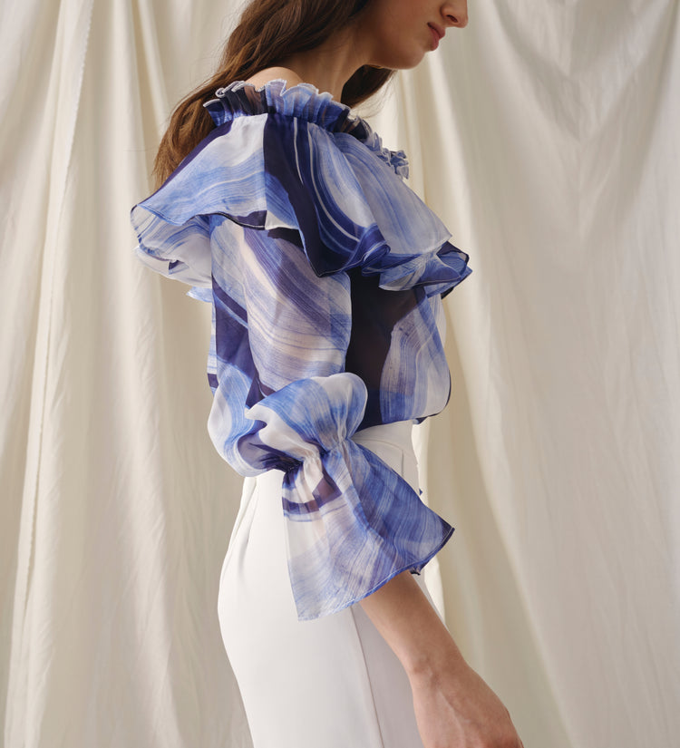 Blouse en organza imprimé