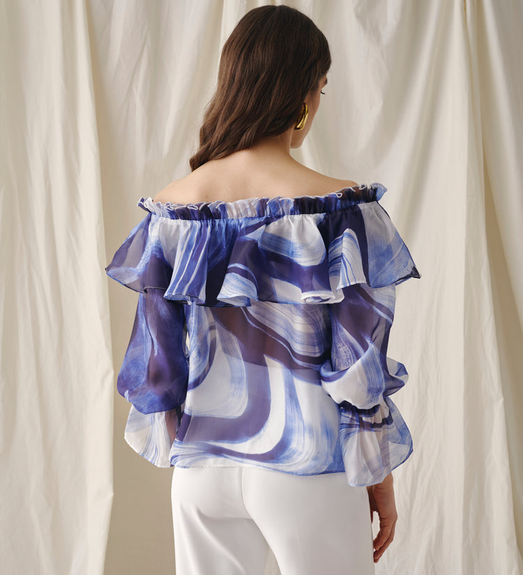 Blouse en organza imprimé