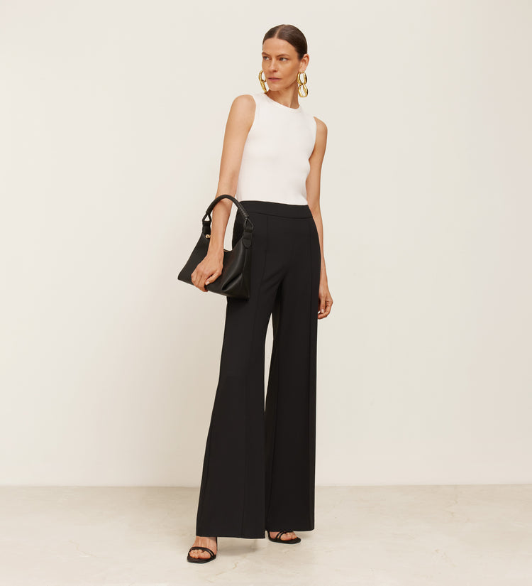 Pantalon crêpe évasé