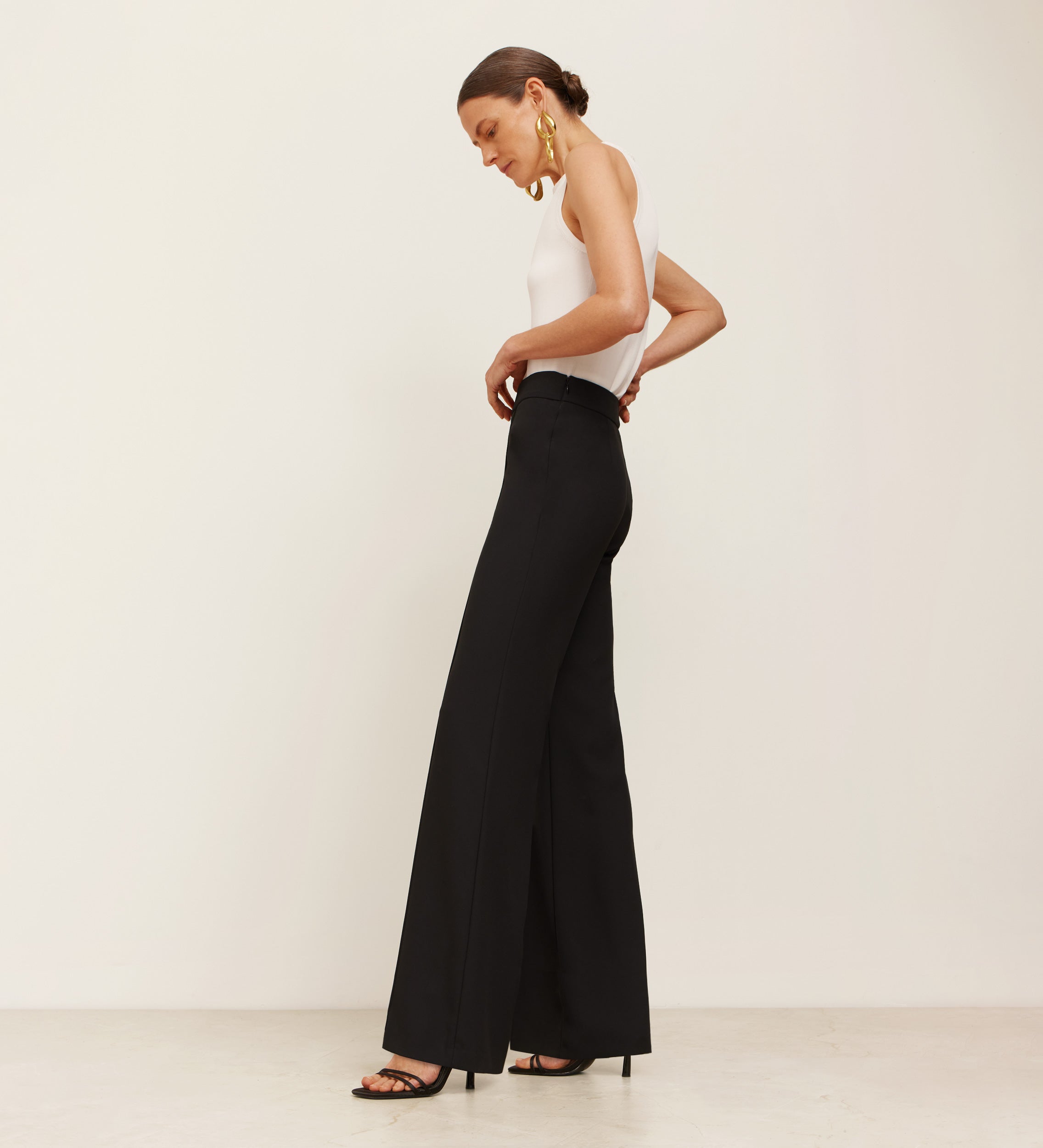 Flared crepe trousers