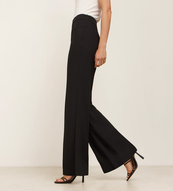 Flared crepe trousers