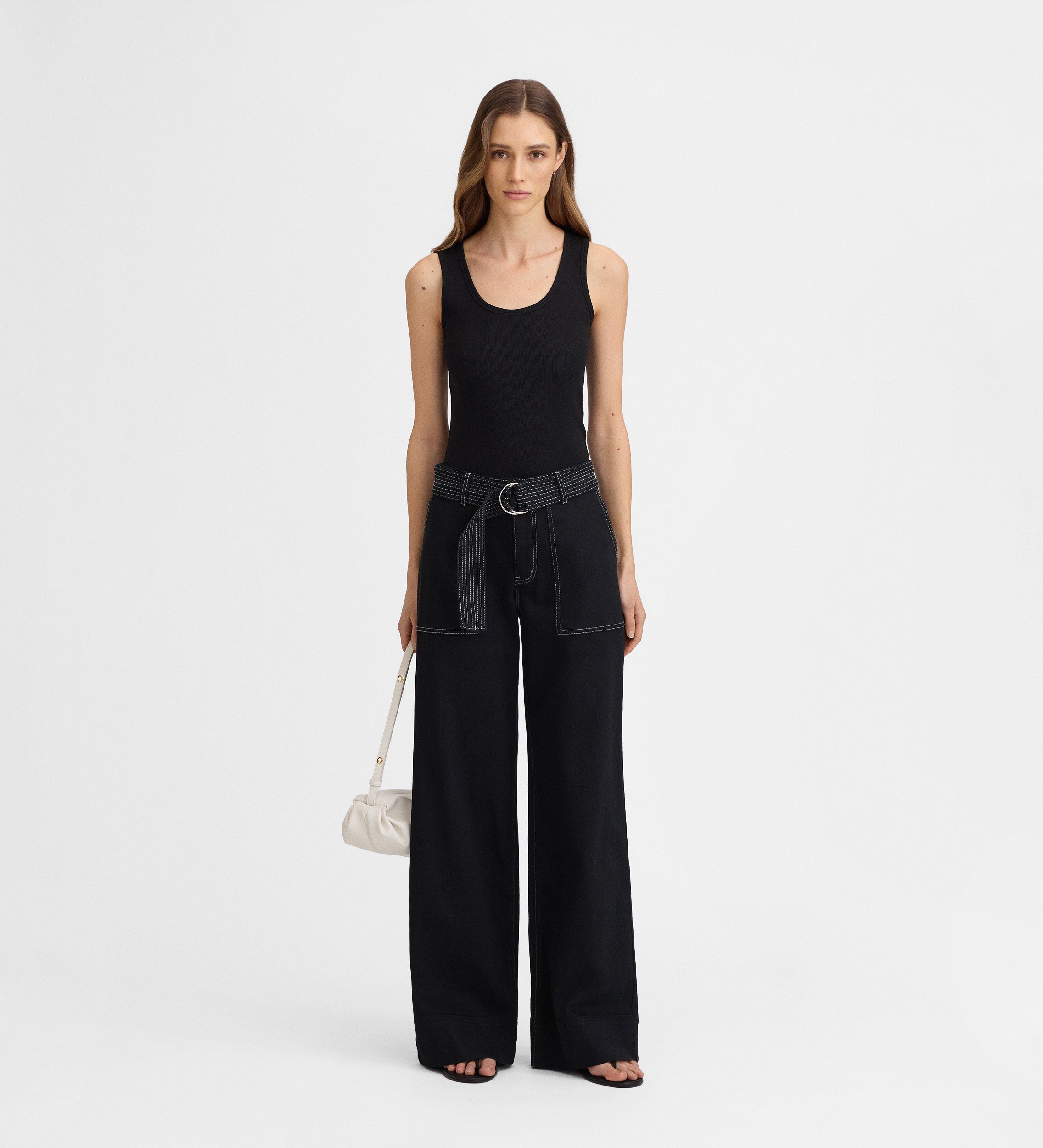 Denim pants with stitching