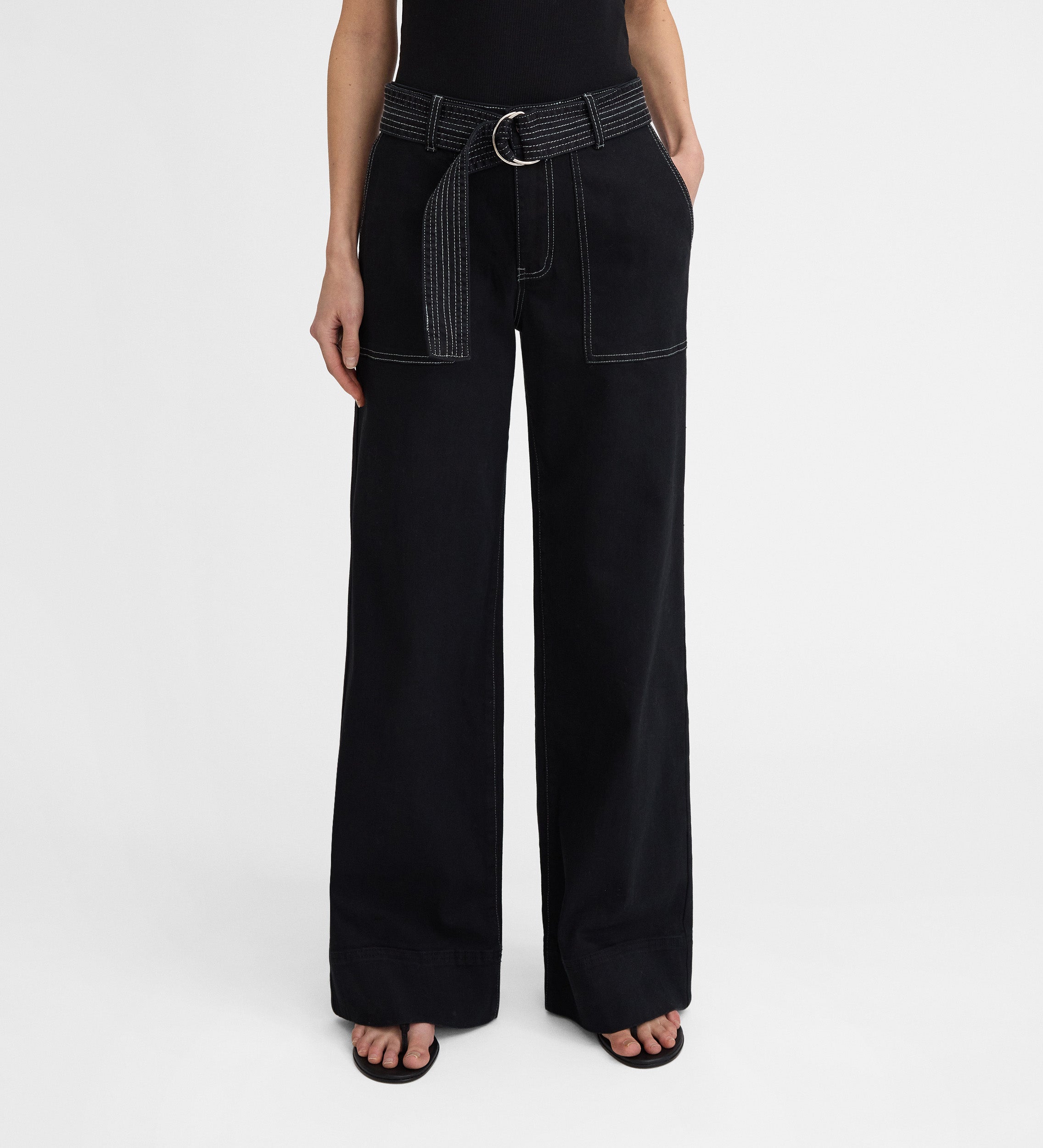 Denim pants with stitching