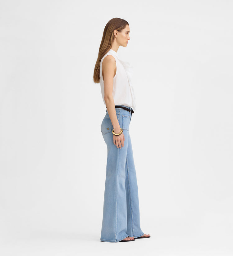 Denim pants with patch pockets