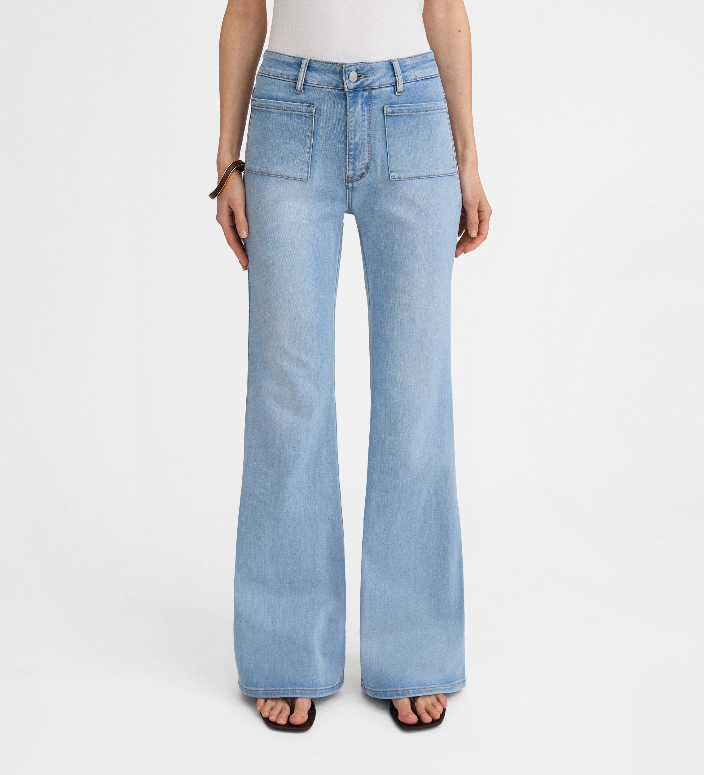 Denim pants with patch pockets