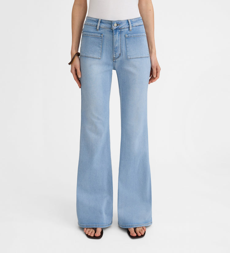 Denim pants with patch pockets