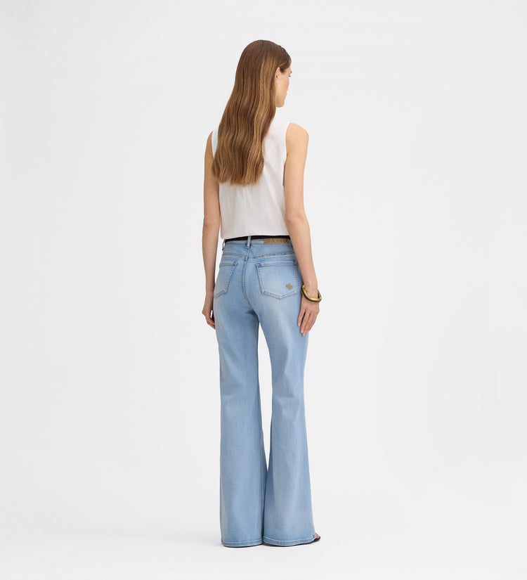 Denim pants with patch pockets