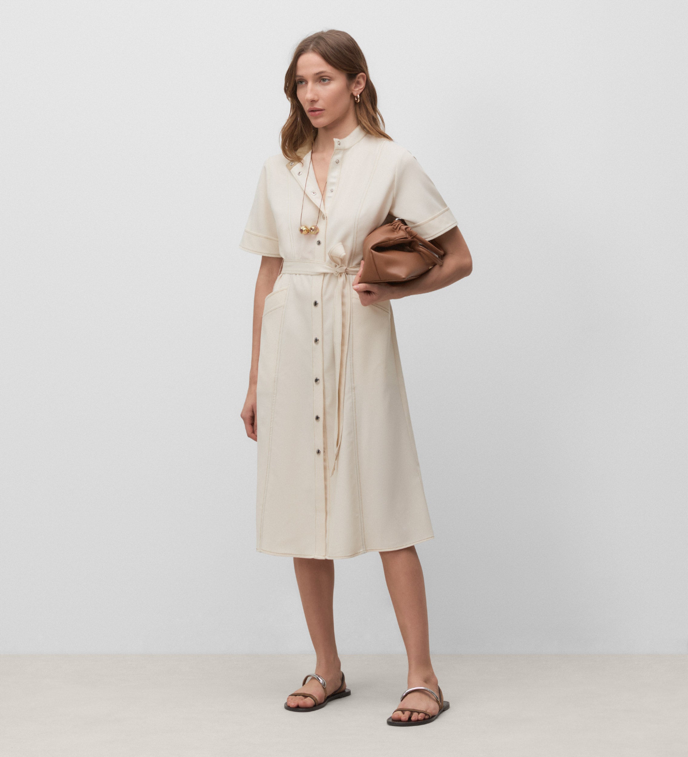 Vestido camisero manga corta