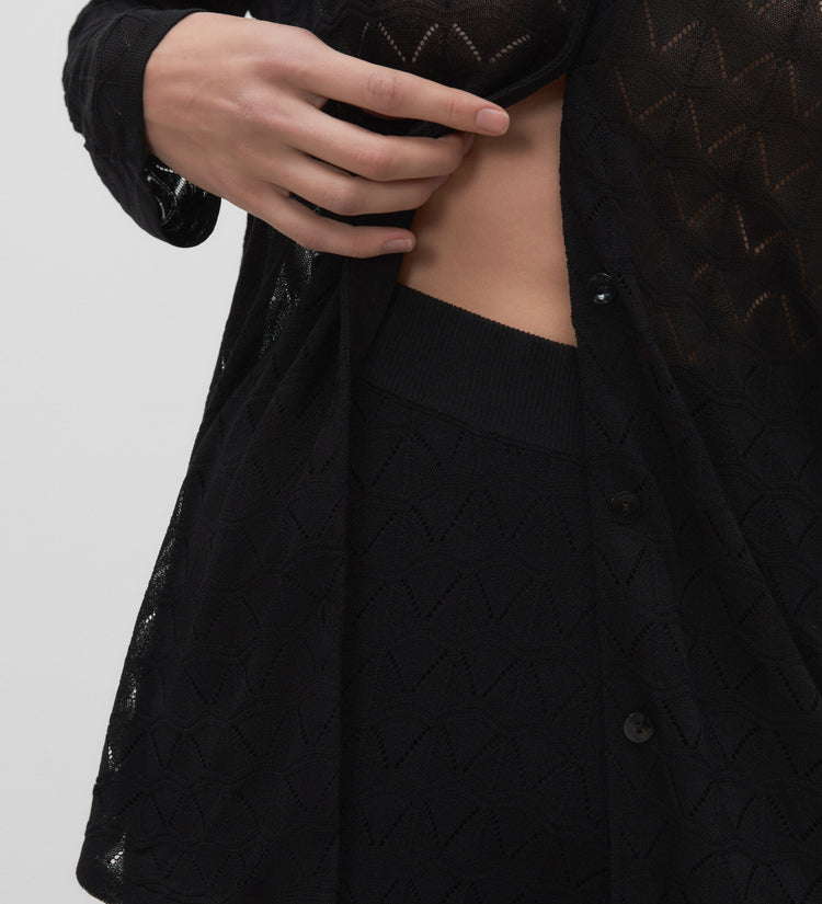 Openwork knit trousers