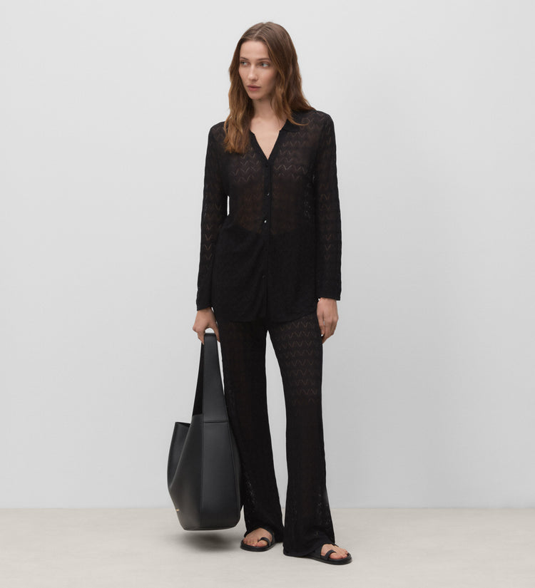 Openwork knit shirt