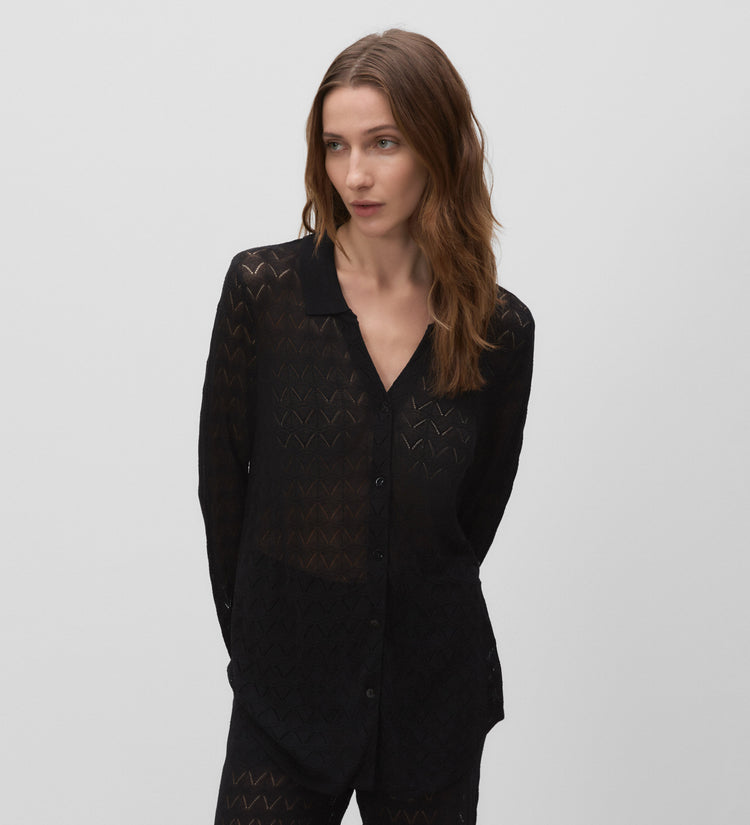 Openwork knit shirt