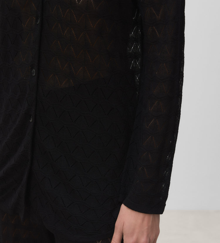 Openwork knit shirt