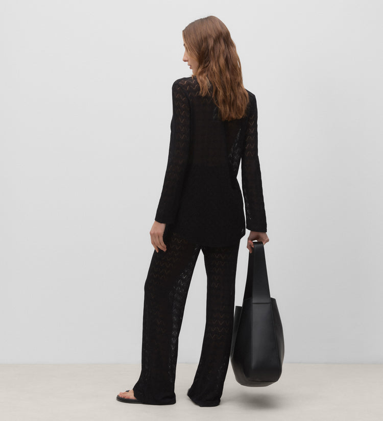 Openwork knit shirt