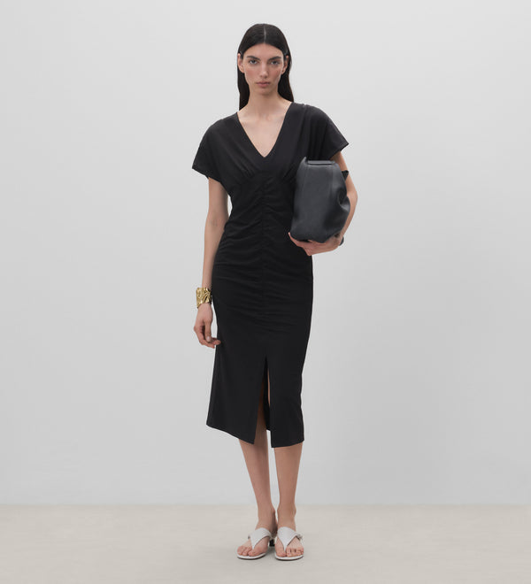 Gathered knit dress
