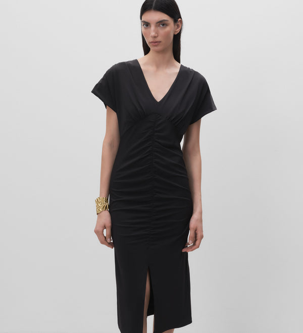 Gathered knit dress