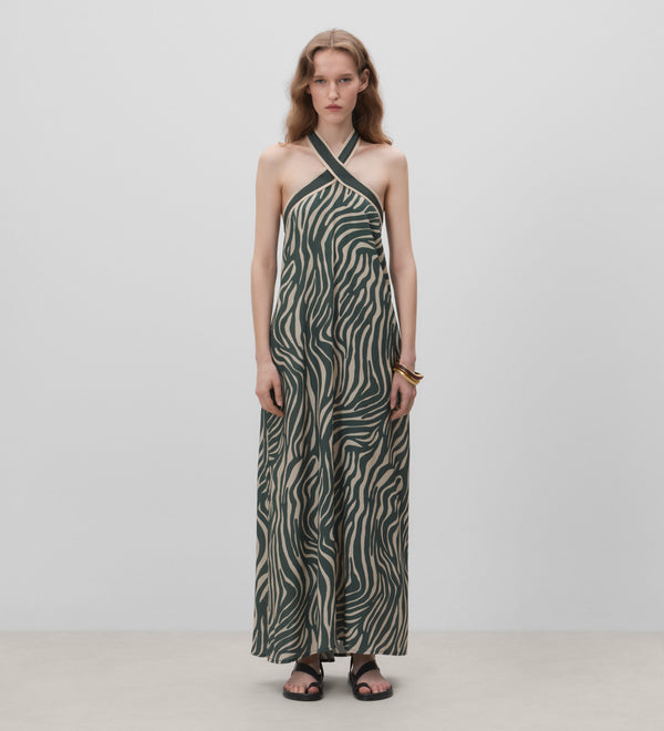 Vestido estampado escote halter