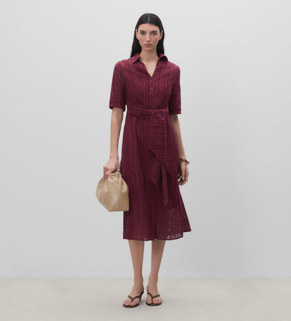 Vestido camisero algodón bordado