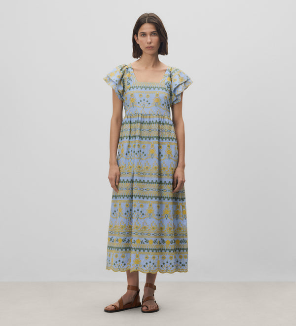 Embroidered sleeve dress