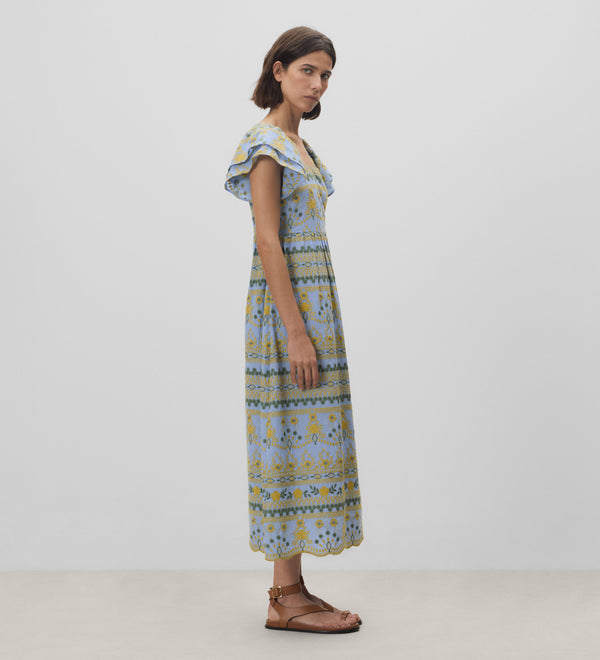 Embroidered sleeve dress