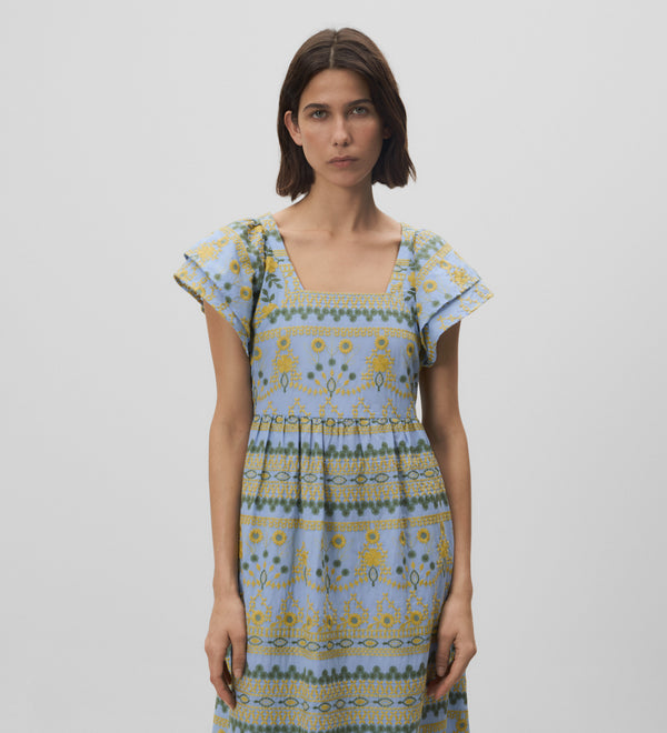 Embroidered sleeve dress