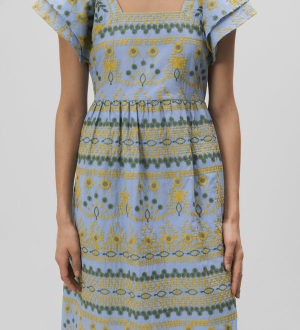 Embroidered sleeve dress