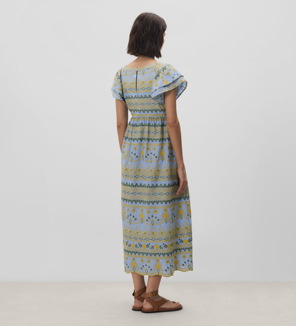 Embroidered sleeve dress