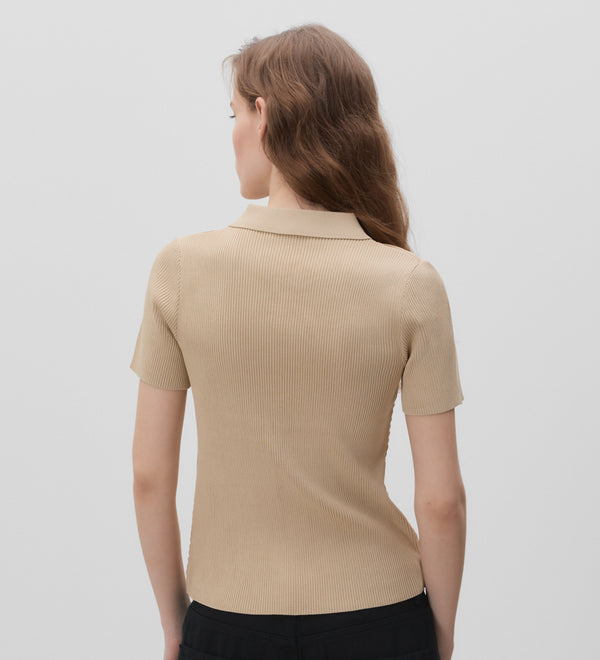 Short bi-material cardigan
