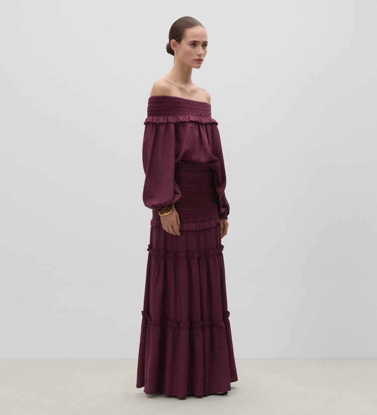 Jupe en maille smockée
