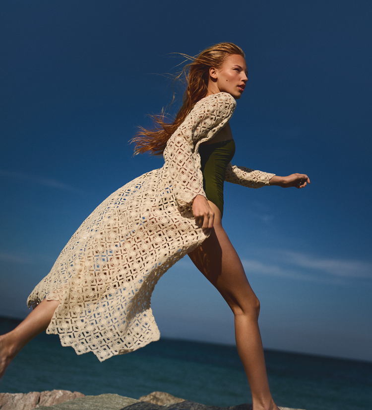 Kaftan largo guipur