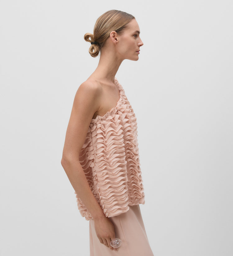 Haut asymétrique brodé en 3D