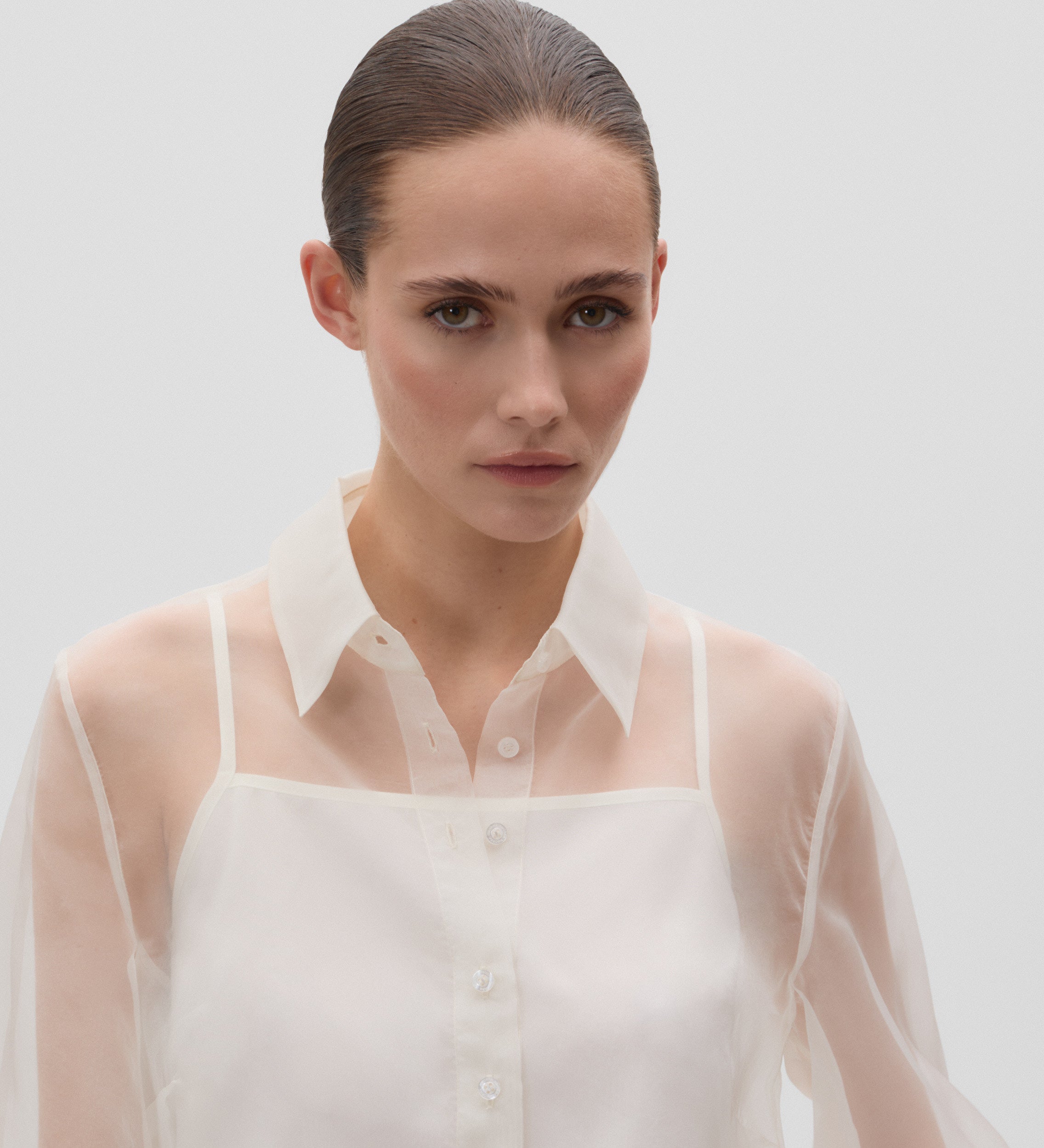 Long-sleeved organza blouse