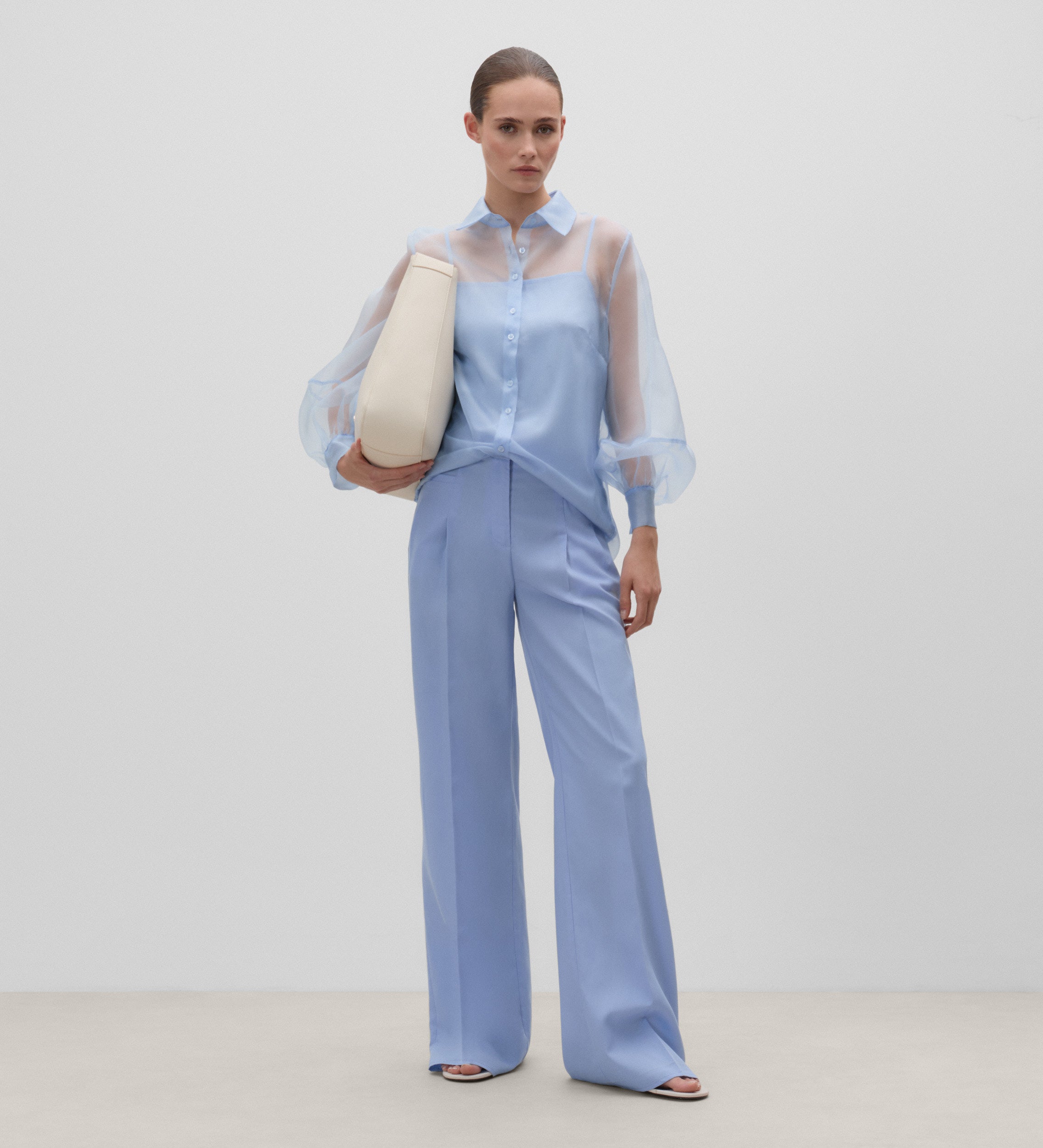 Long-sleeved organza blouse