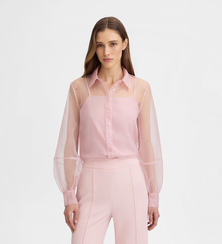 Blusa organza manga larga