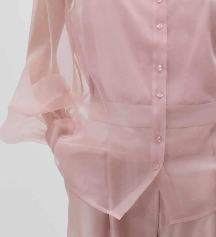 Chemisier en organza à manches longues