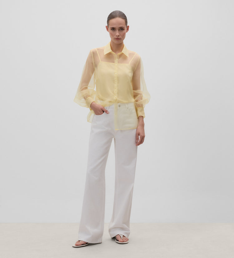 Blusa organza manga larga