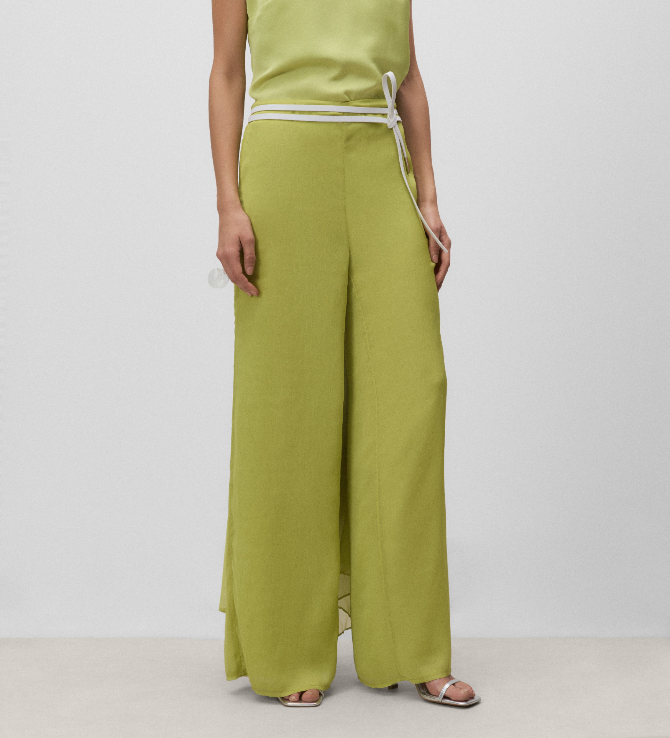 High-waisted straight-leg pants