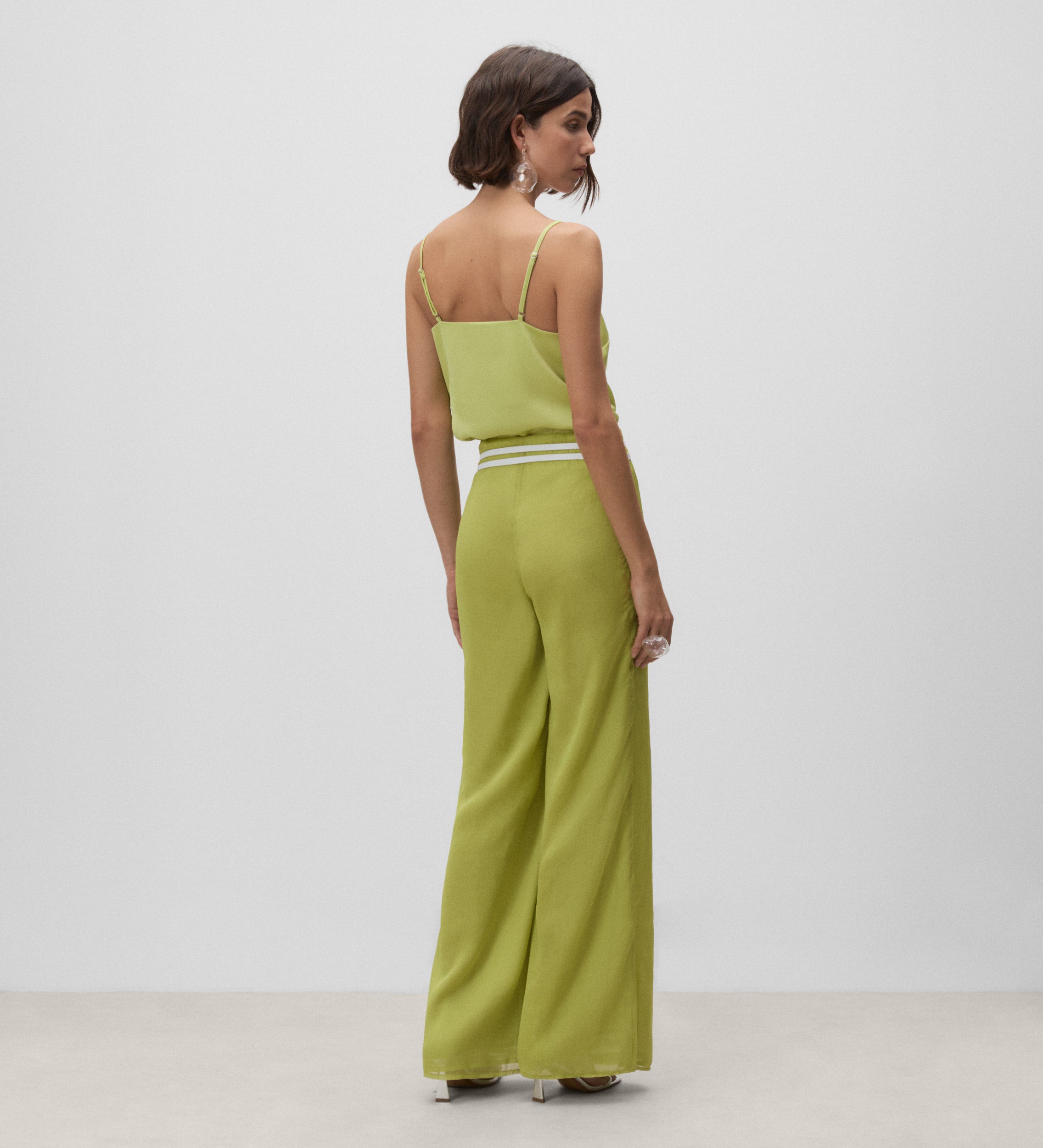 High-waisted straight-leg pants