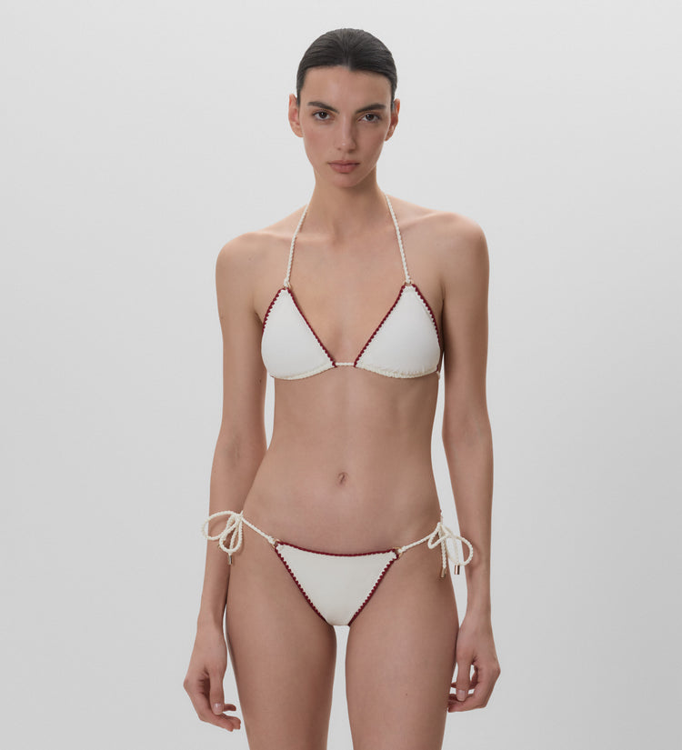 Top de bikini pespunte decorativo