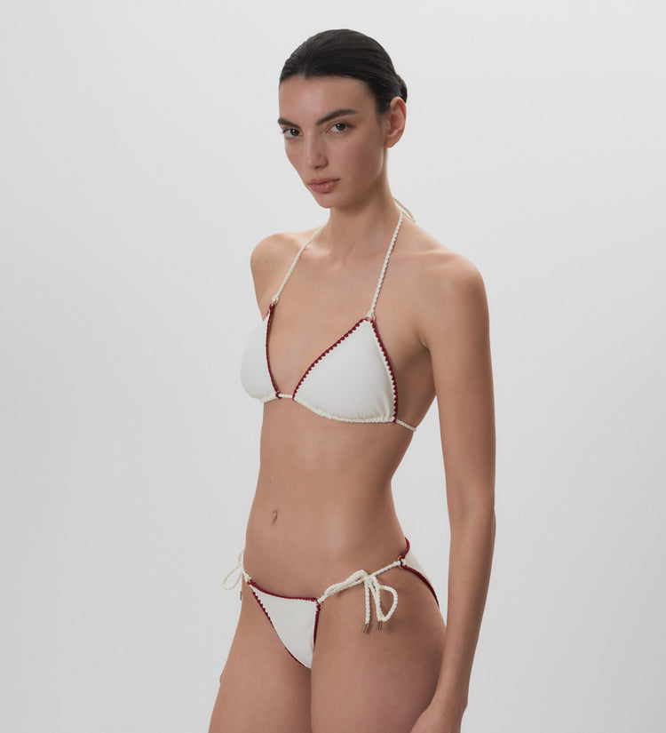 Top de bikini pespunte decorativo