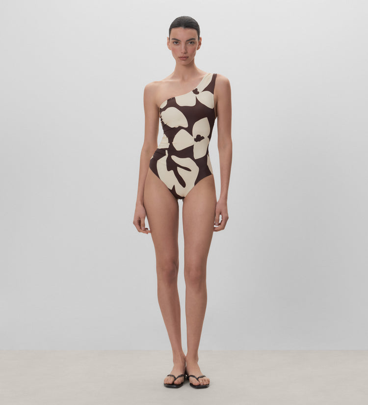 Asymmetrical neckline swimsuit