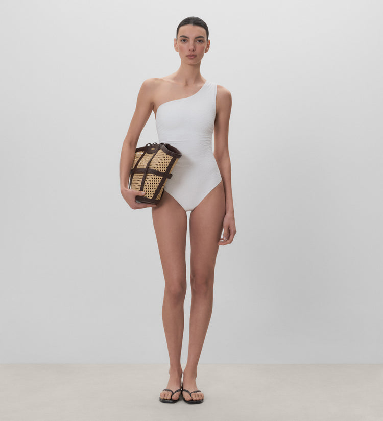 Asymmetrical neckline swimsuit