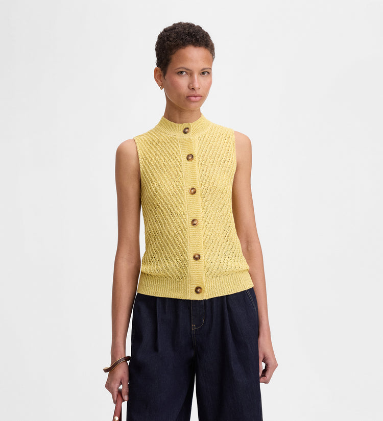 Button front knit vest