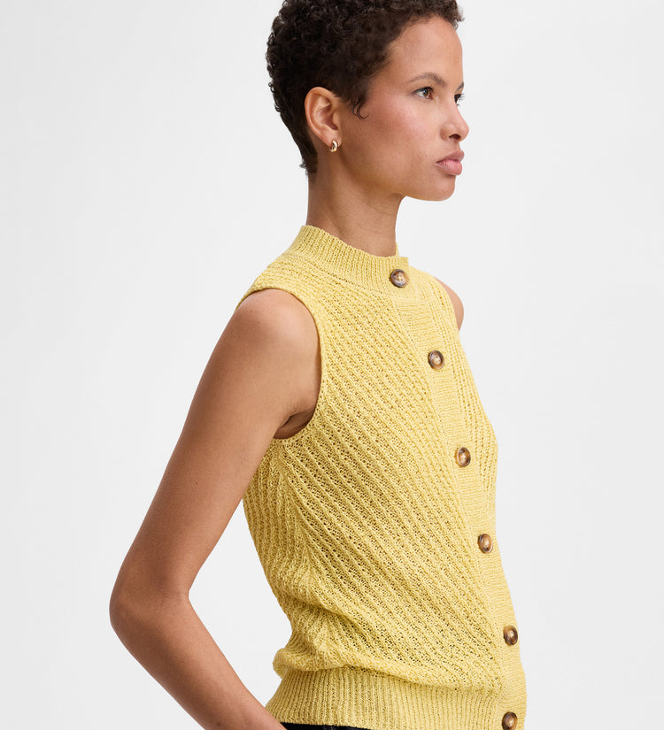 Button front knit vest