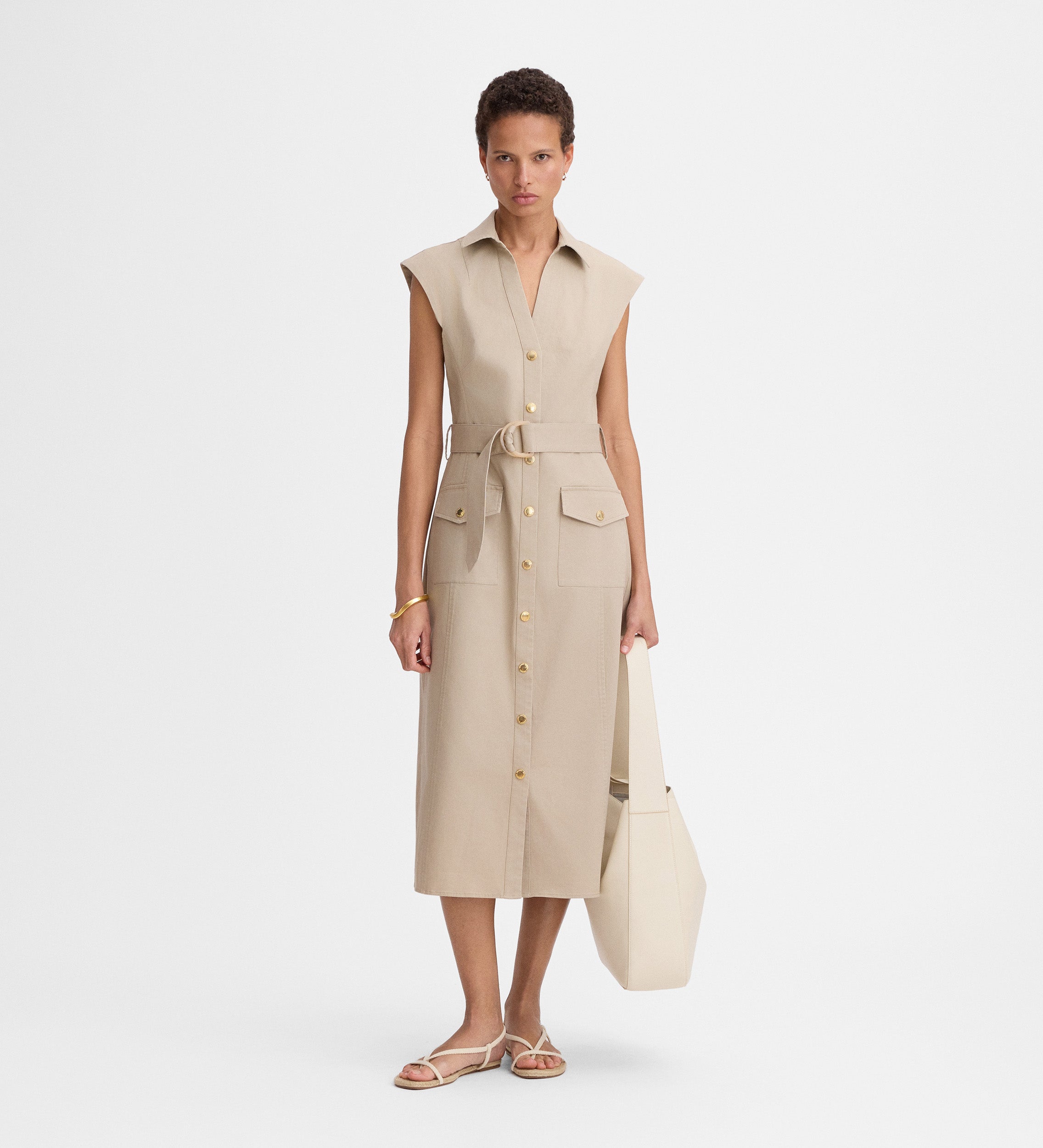safari midi dress Maya Cotton Jungle Safari Midi Dress: Animal Block Print, Deep Neck