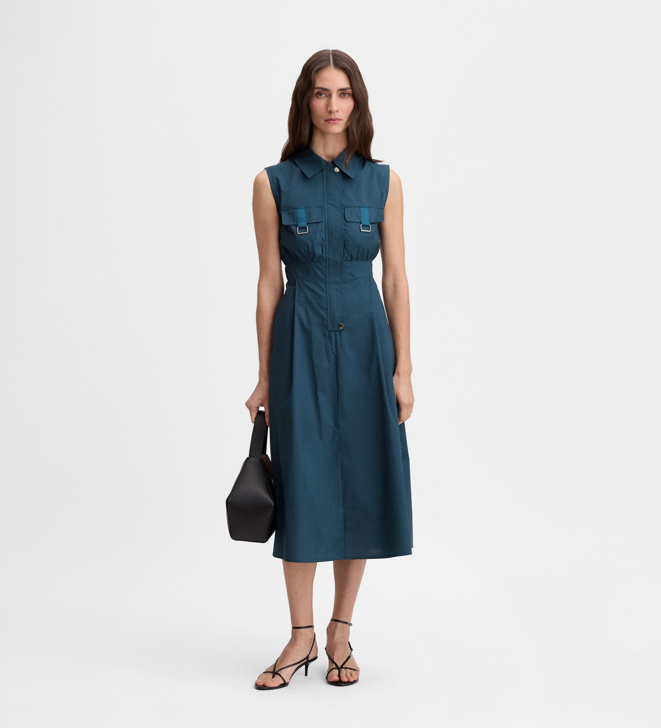 Vestido midi camisero hebillas