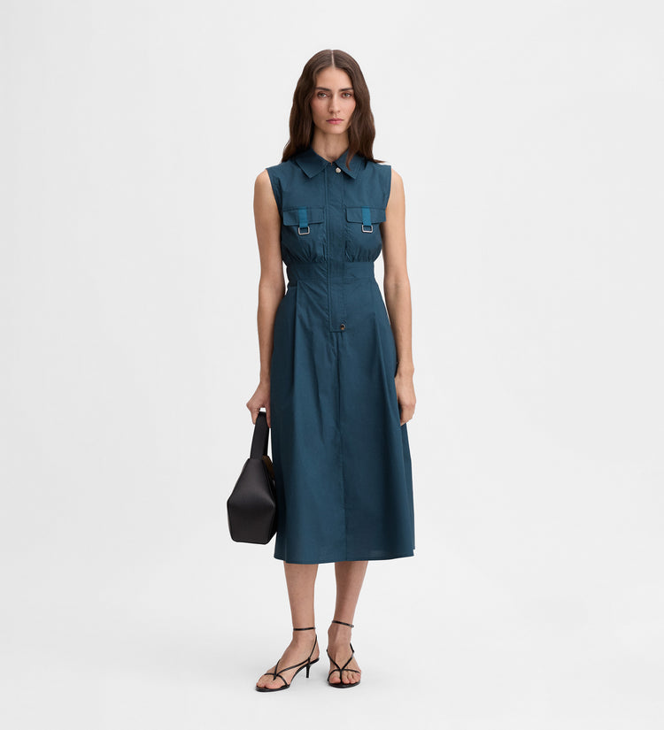 Vestido midi camisero hebillas