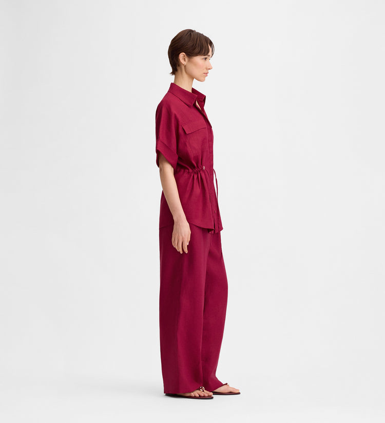 Linen blouse tie waist