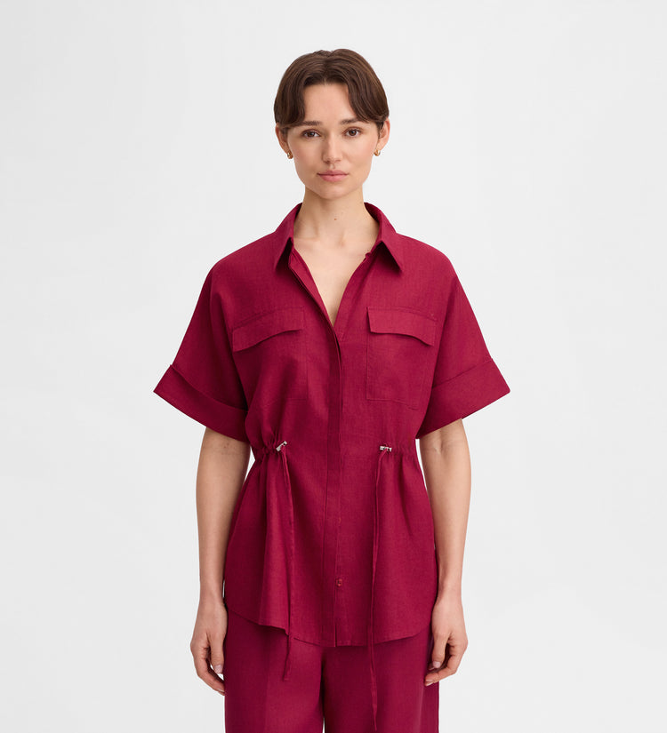 Linen blouse tie waist